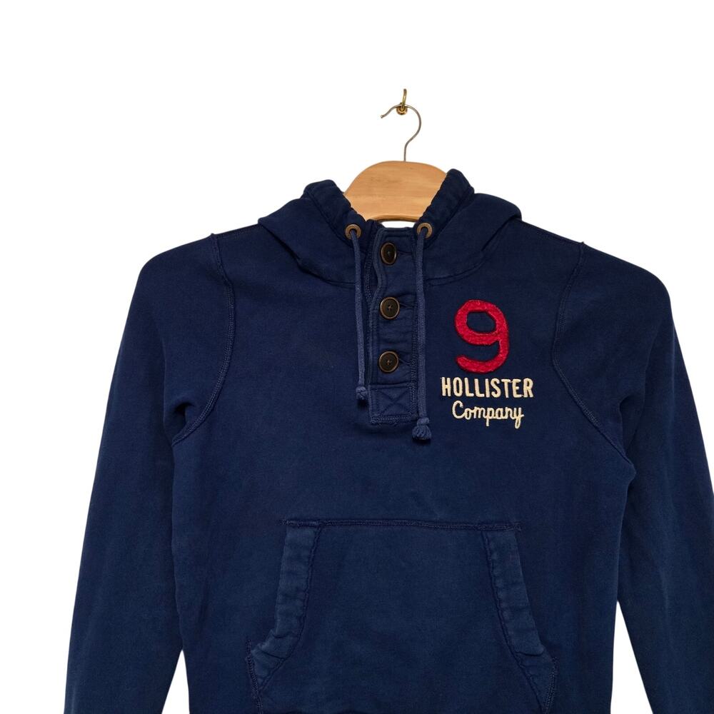 Y2K Hollister Hoodie Men's XL Blue Quarter Button EUC